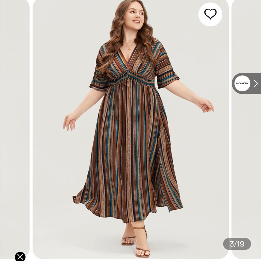 NWT SIZE 22/24 BLOOMCHIC Striped Contrast Dolman Sleeve Pocket Flutter Dress - Picture 3 of 8